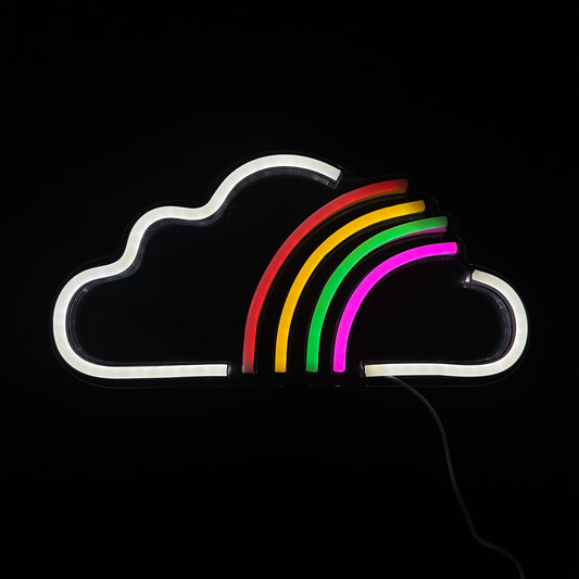 Neon Lamp - Wolk Regenboog - Incl. Ophanghaakjes - Neon Sign - 19 x 38 cm