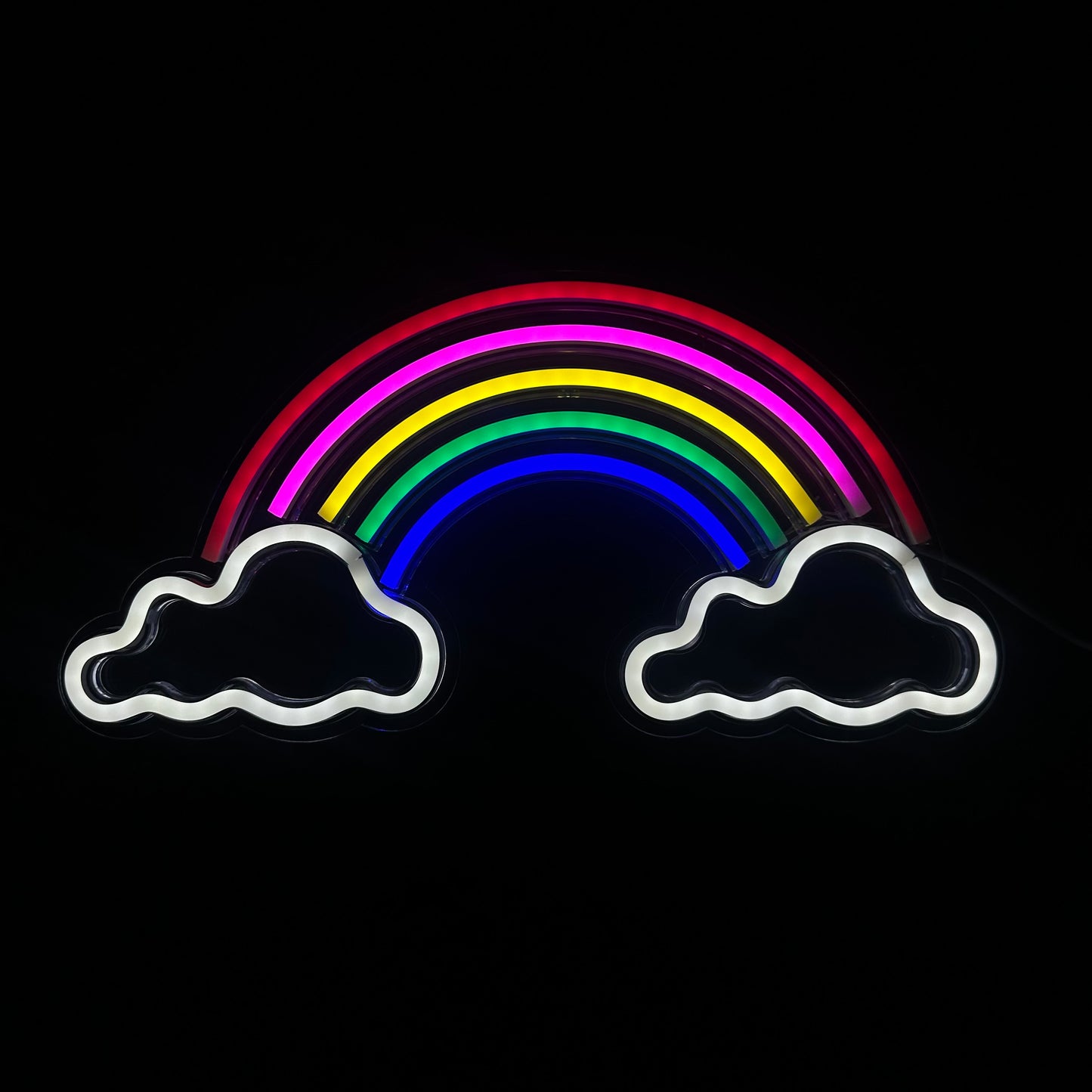 Neon Lamp - Wolkjes Regenboog - Incl. Ophanghaakjes - Neon Sign - 21 x 40 cm