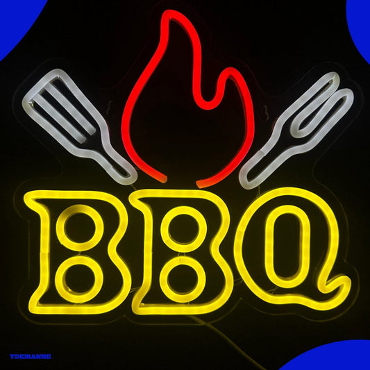 Neon Lamp - BBQ - Barbecue - Dimbaar - Incl. Ophanghaakjes - Neon Sign - 30 x 32,5 cm