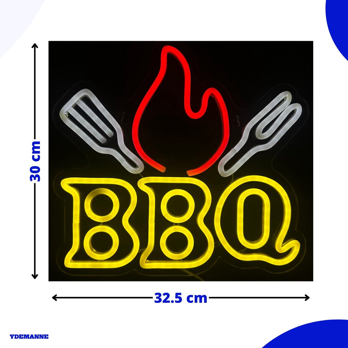 Neon Lamp - BBQ - Barbecue - Dimbaar - Incl. Ophanghaakjes - Neon Sign - 30 x 32,5 cm