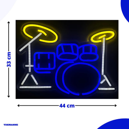 Neon Lamp - Drumstel - Muziek - Dimbaar - Incl. Ophanghaakjes - Neon Sign - 33 x 44 cm