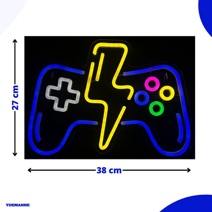 Neon Lamp - Game Controller - Bliksem - Dimbaar - Incl. Ophanghaakjes - Neon Sign - 27 x 38 cm