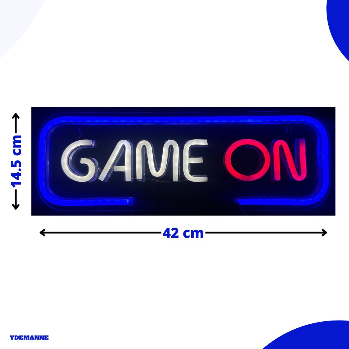 Neon Lamp - Game On - Dimbaar - Incl. Ophanghaakjes - Neon Sign - 14,5 x 42 cm