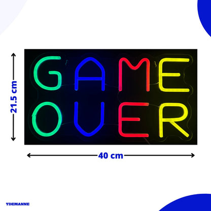 Neon Lamp - Game Over - Dimbaar - Incl. Ophanghaakjes - Neon Sign - 21,5 x 40 cm