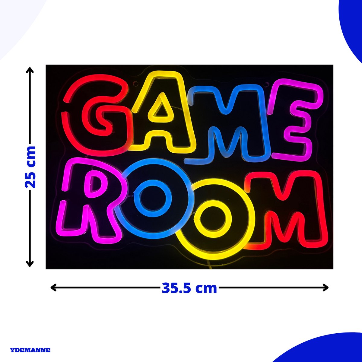 Neon Lamp - Game Room - Dimbaar - Incl. Ophanghaakjes - Neon Sign - 25 x 35,5 cm