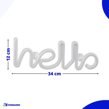 Neon Lamp - Hello Blauw - Incl. 3 Batterijen - 12 x 34 cm