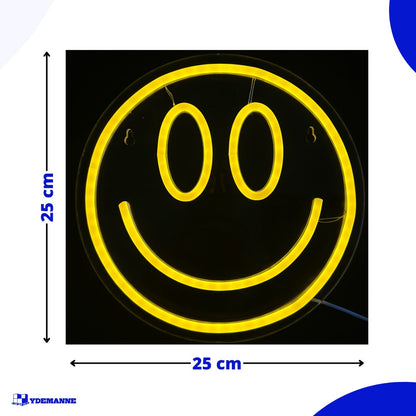 Neon Lamp - Smiley - Incl. Ophanghaakjes - Neon Sign - 25 x 25 cm