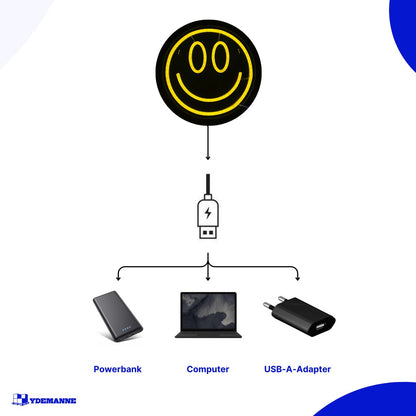 Neon Lamp - Smiley - Incl. Ophanghaakjes - Neon Sign - 25 x 25 cm